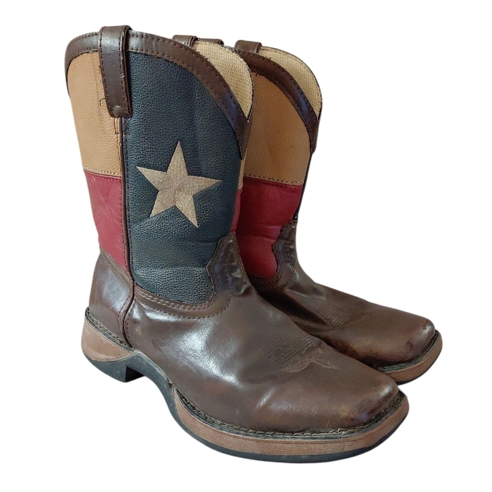 Durango Rebel Cowboy Boots Texas Flag Square Toe Western Boots Size 7 M